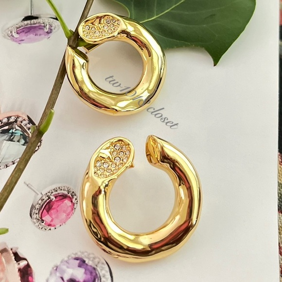 Alexis Bittar Crystal C Hoop Earrings - Picture 6 of 9